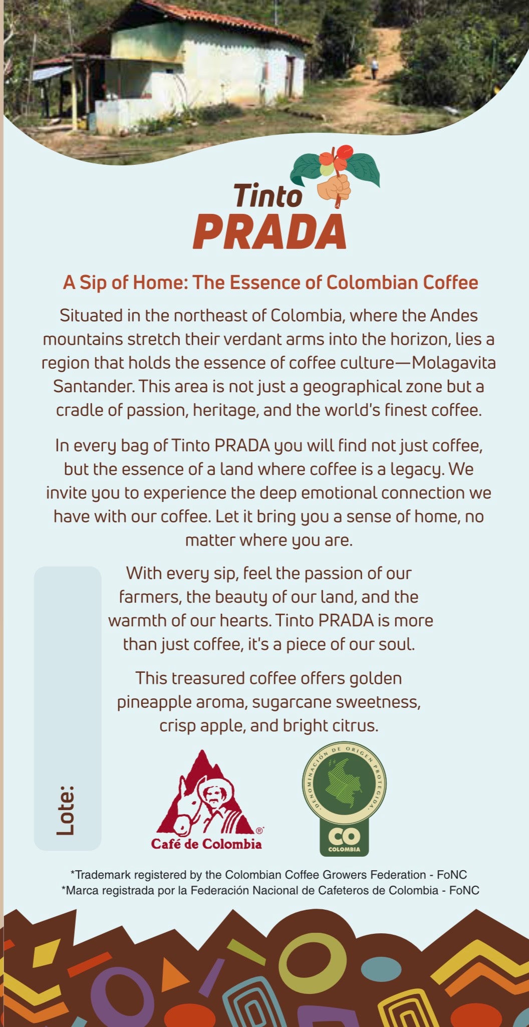 Tinto PRADA – ground- medium dark Colombian Speciality Coffee (250g) | 83+ SCA