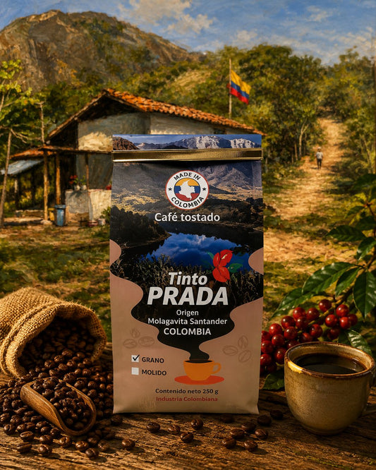 Tinto PRADA – Beans- medium dark Colombian Speciality Coffee (250g) | 83+ SCA