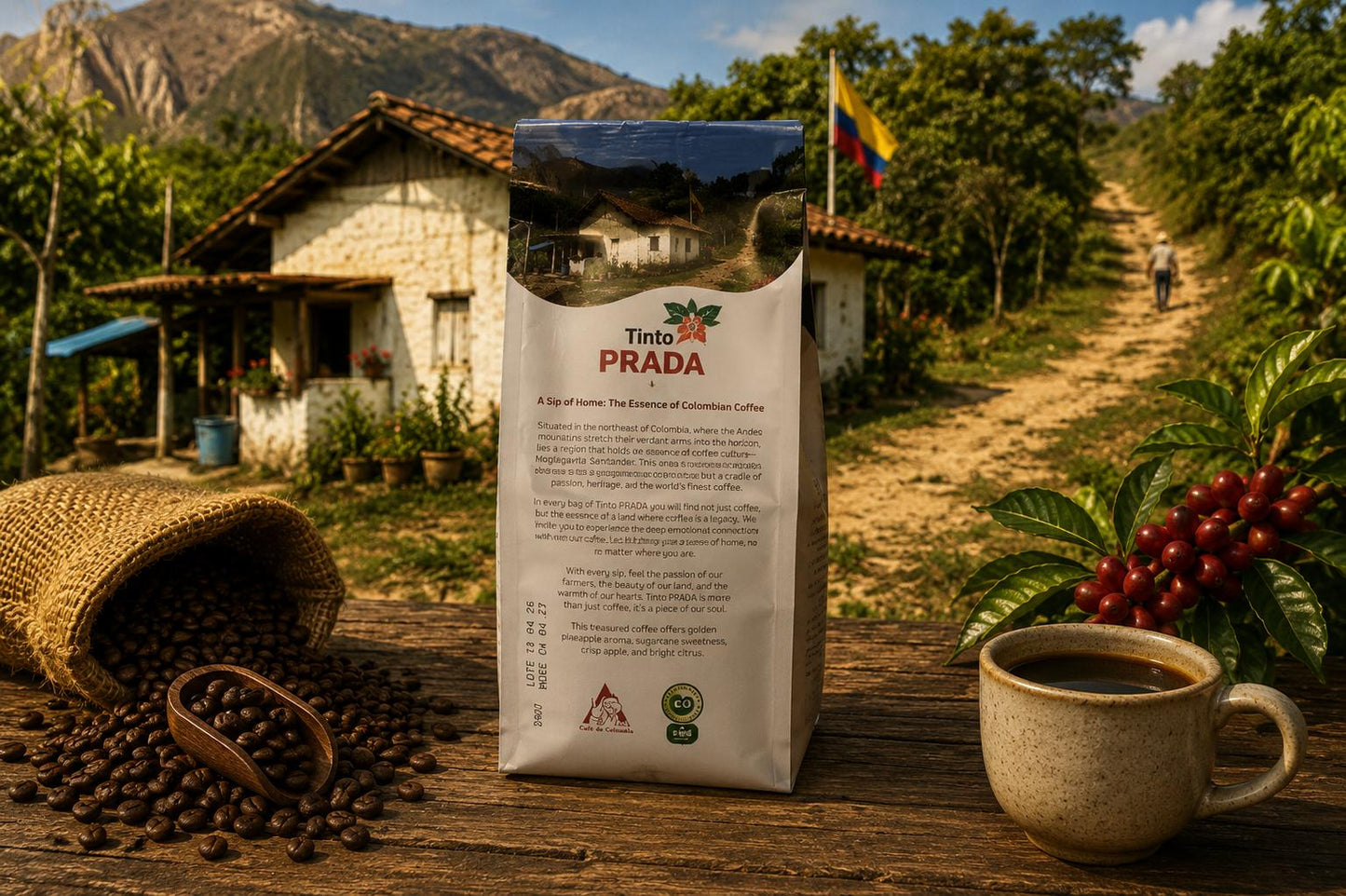 Tinto PRADA – Beans- medium dark Colombian Speciality Coffee (250g) | 83+ SCA